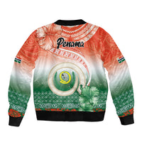 Penama Vanuatu Sleeve Zip Bomber Jacket Hibiscus Sand Drawing with Pacific Pattern