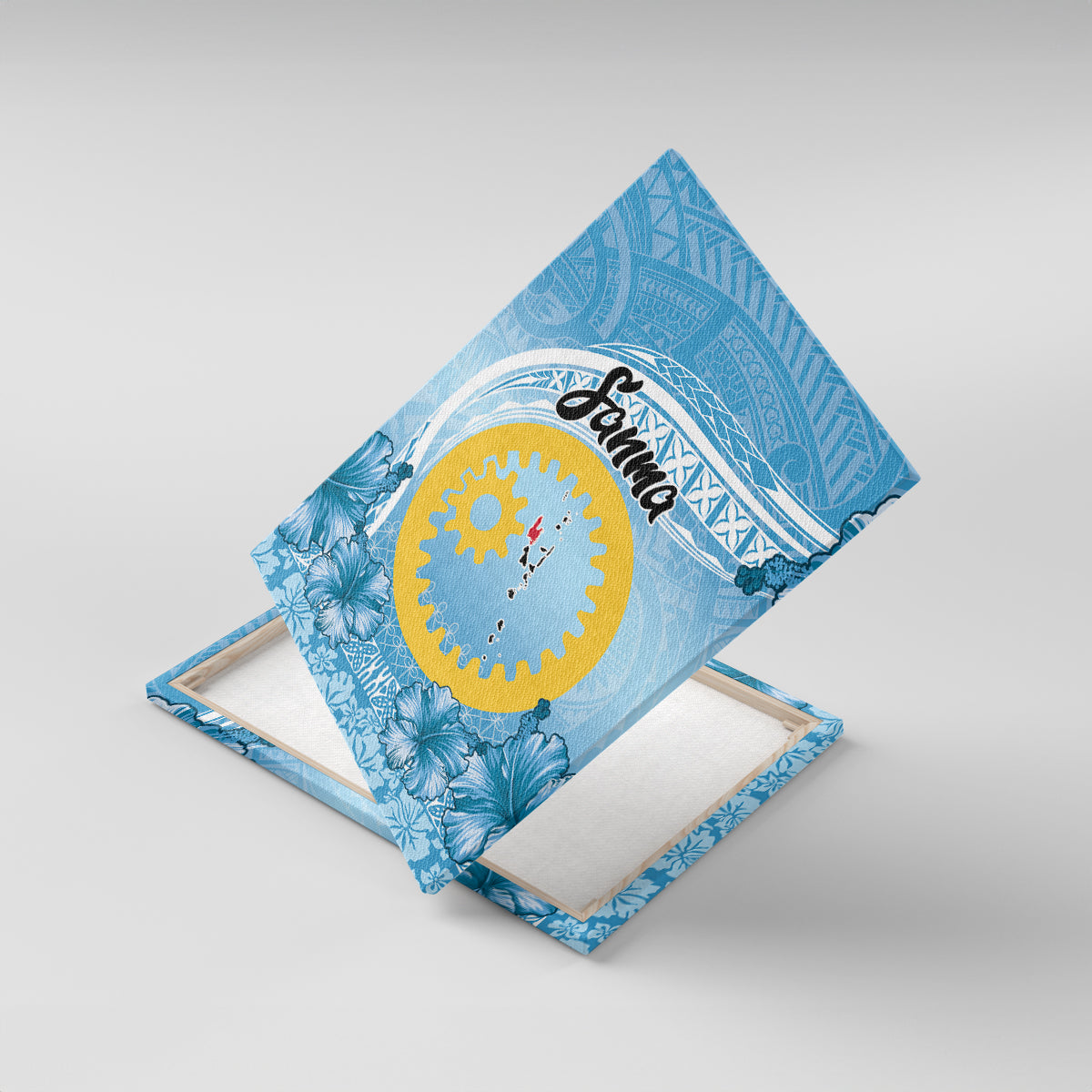 Sanma Vanuatu Canvas Wall Art Hibiscus Sand Drawing with Pacific Pattern