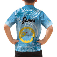 Sanma Vanuatu Family Matching Off The Shoulder Long Sleeve Dress and Hawaiian Shirt Hibiscus Sand Drawing with Pacific Pattern