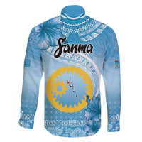 Sanma Vanuatu Family Matching Off The Shoulder Long Sleeve Dress and Hawaiian Shirt Hibiscus Sand Drawing with Pacific Pattern