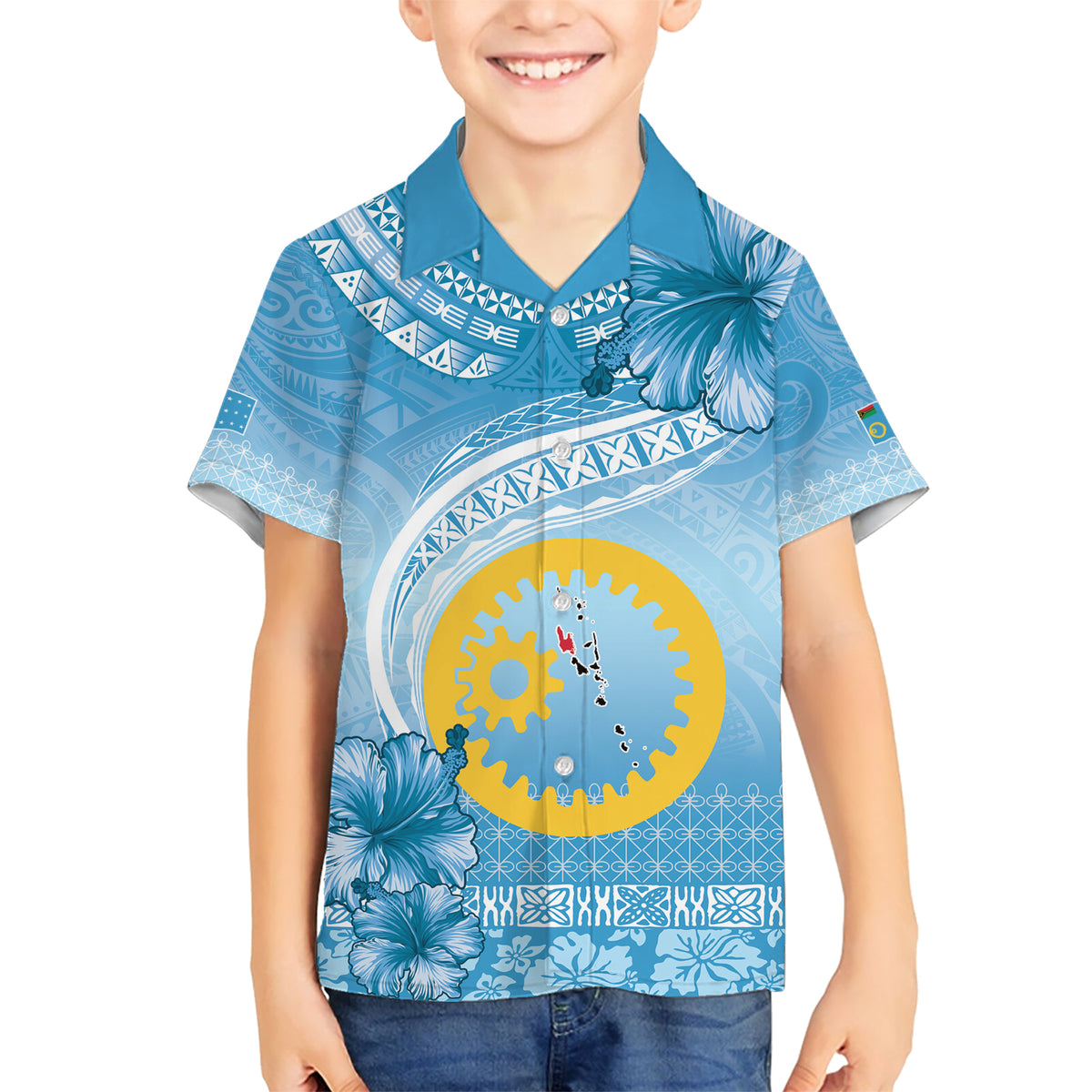 Sanma Vanuatu Hawaiian Shirt Hibiscus Sand Drawing with Pacific Pattern