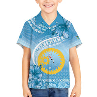 Sanma Vanuatu Kid Hawaiian Shirt Hibiscus Sand Drawing with Pacific Pattern