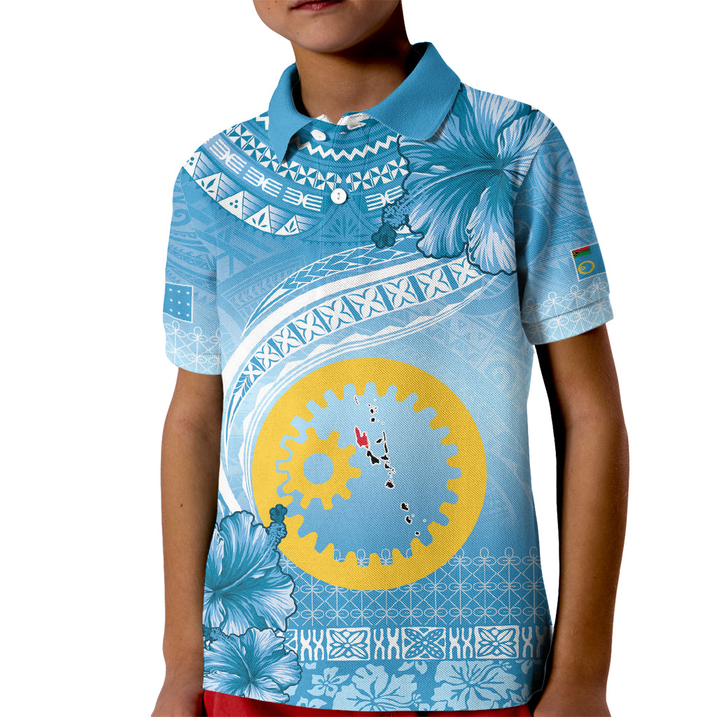 Sanma Vanuatu Kid Polo Shirt Hibiscus Sand Drawing with Pacific Pattern