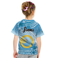 Sanma Vanuatu Kid T Shirt Hibiscus Sand Drawing with Pacific Pattern