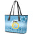 Sanma Vanuatu Leather Tote Bag Hibiscus Sand Drawing with Pacific Pattern