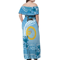 Sanma Vanuatu Off Shoulder Maxi Dress Hibiscus Sand Drawing with Pacific Pattern LT9 - Polynesian Pride