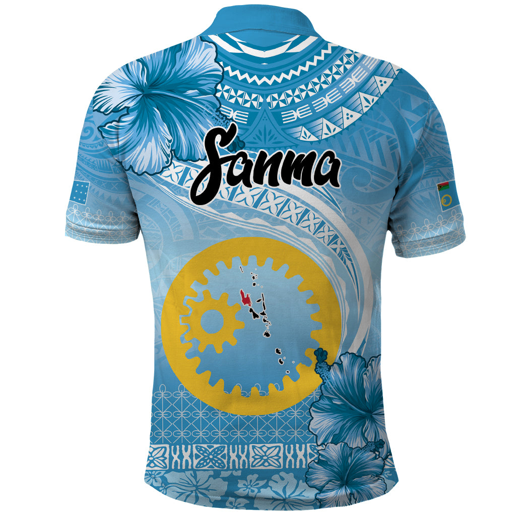 Sanma Vanuatu Polo Shirt Hibiscus Sand Drawing with Pacific Pattern