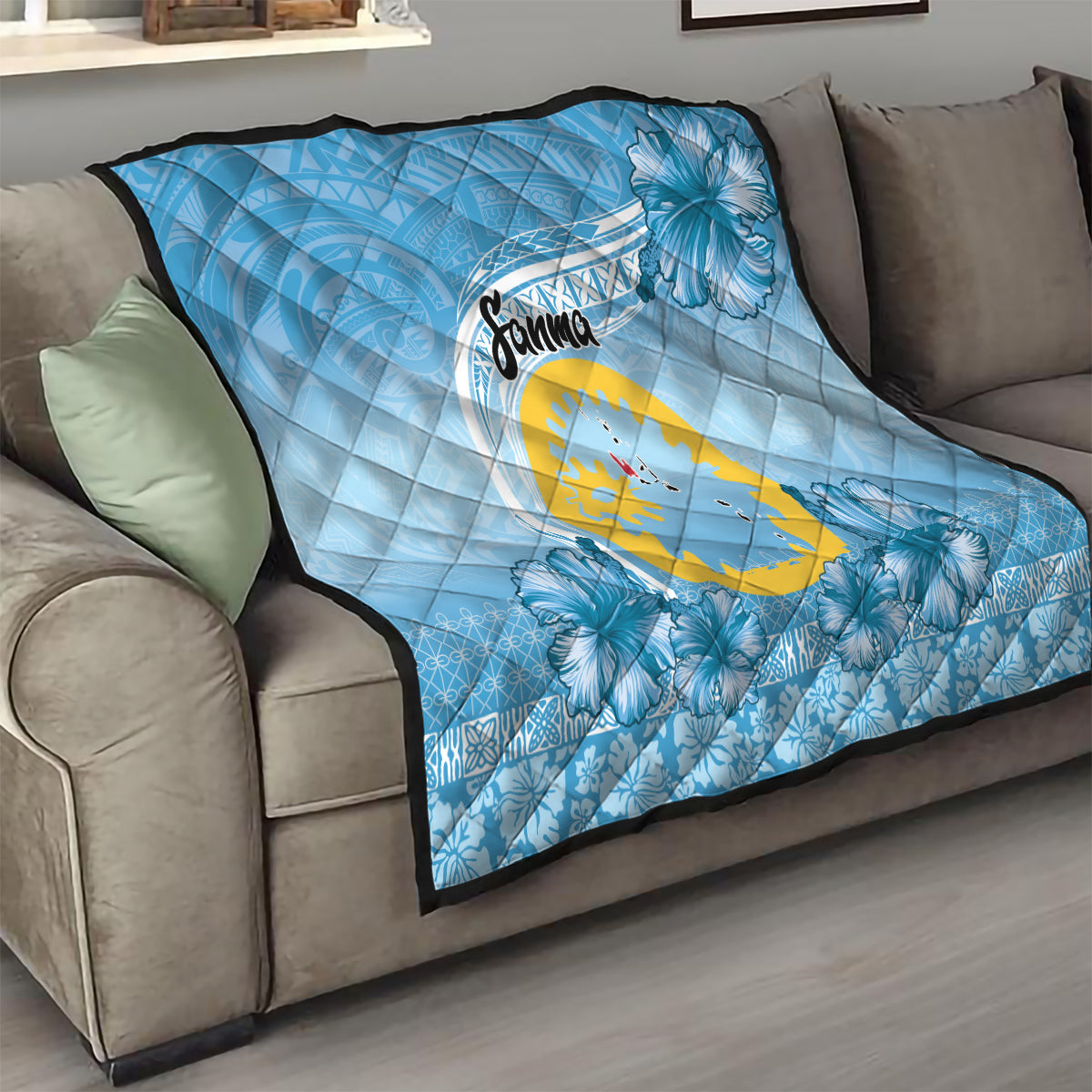 Sanma Vanuatu Quilt Hibiscus Sand Drawing with Pacific Pattern LT9 - Polynesian Pride