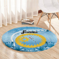 Sanma Vanuatu Round Carpet Hibiscus Sand Drawing with Pacific Pattern LT9 - Polynesian Pride