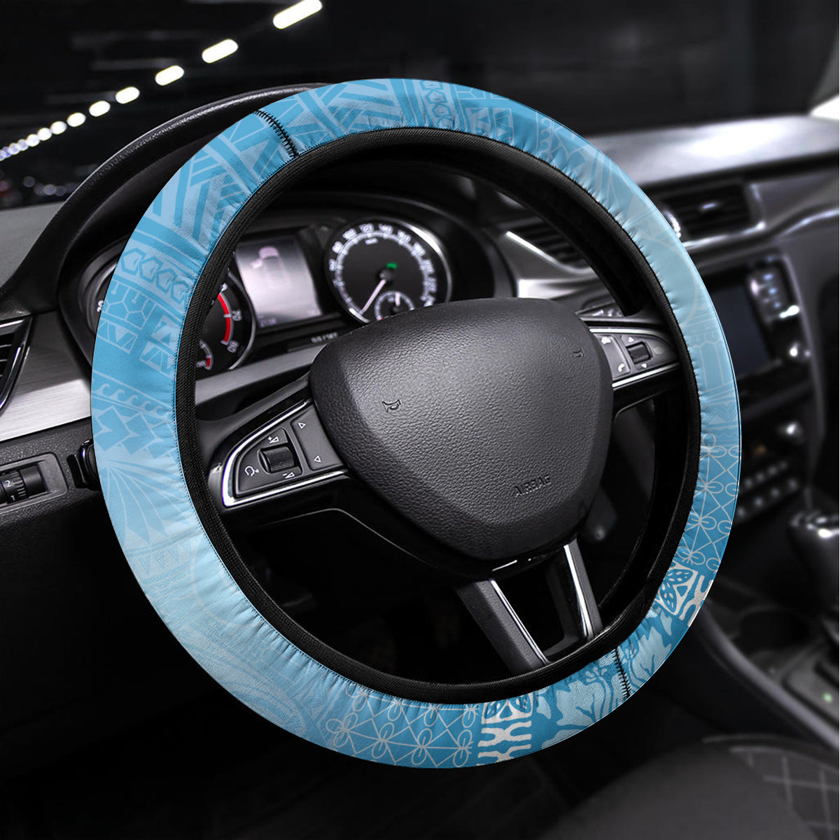Sanma Vanuatu Steering Wheel Cover Hibiscus Sand Drawing with Pacific Pattern
