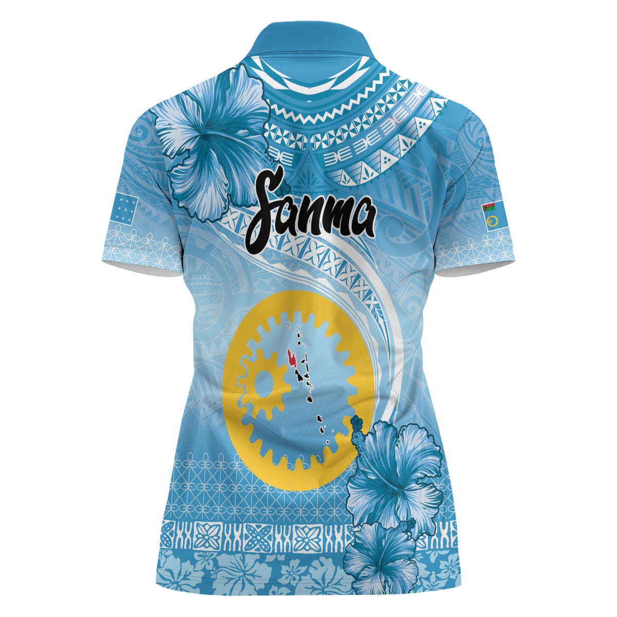 Sanma Vanuatu Women Polo Shirt Hibiscus Sand Drawing with Pacific Pattern