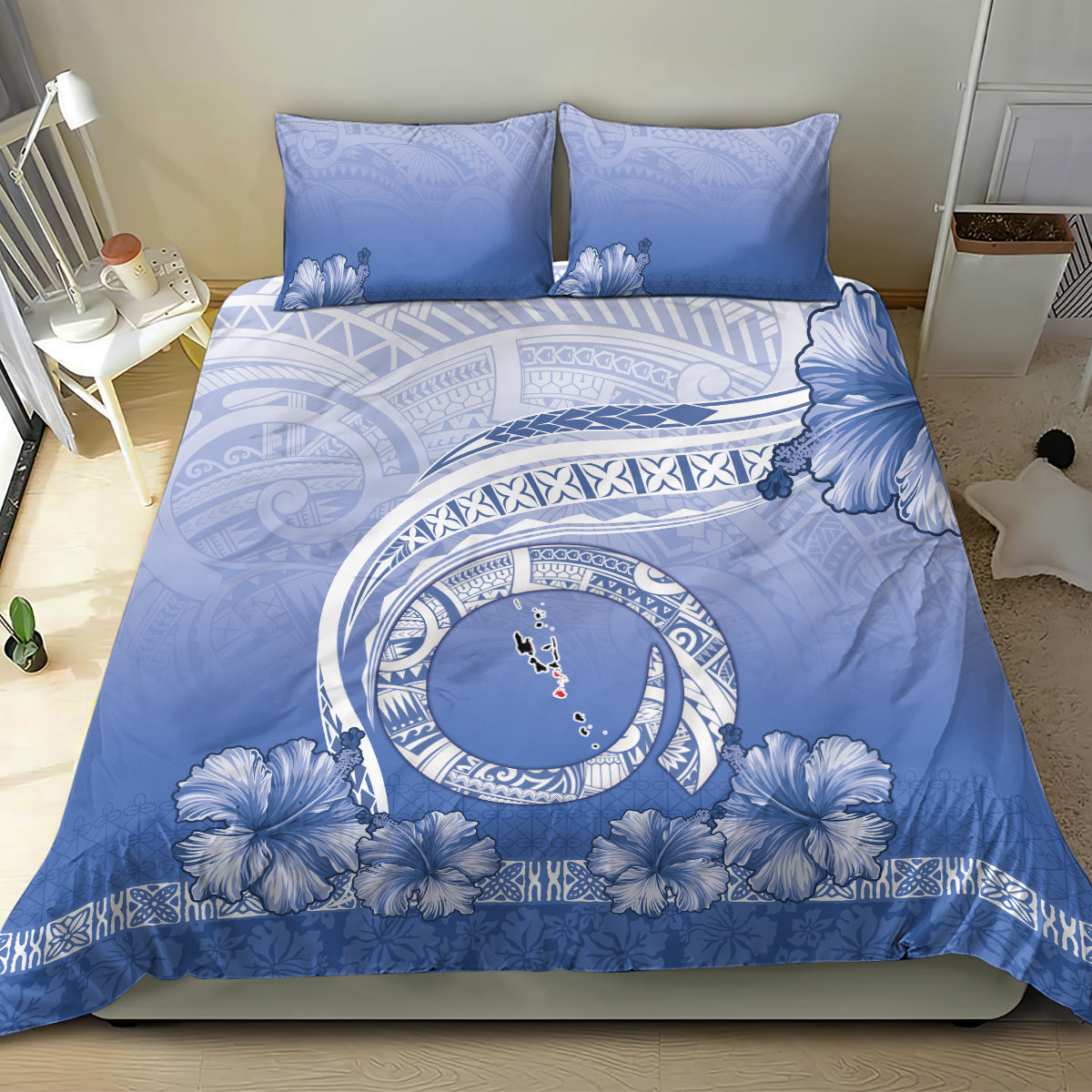 Shefa Vanuatu Bedding Set Hibiscus Sand Drawing with Pacific Pattern LT9 - Polynesian Pride