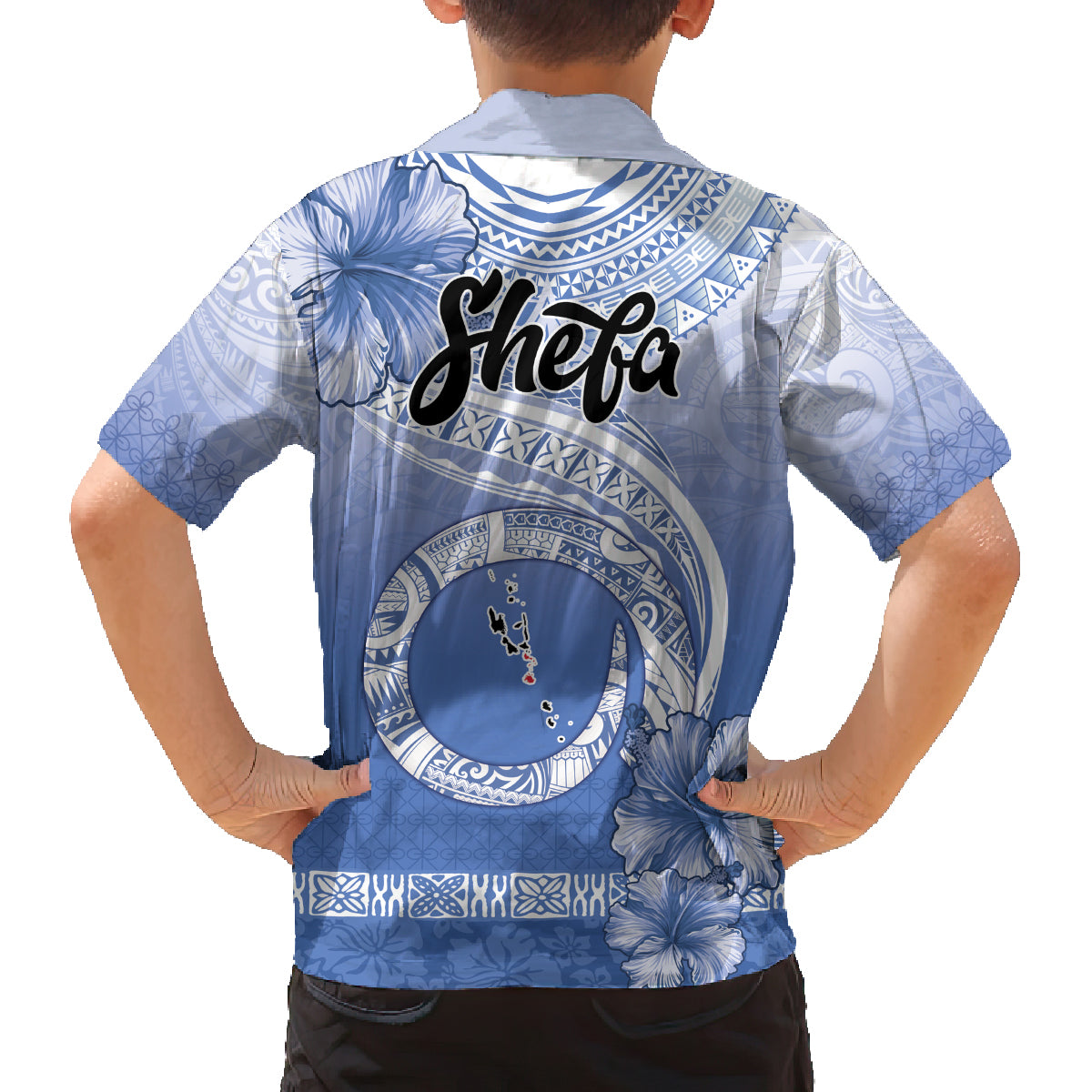 Shefa Vanuatu Family Matching Off Shoulder Short Dress and Hawaiian Shirt Hibiscus Sand Drawing with Pacific Pattern LT9 - Polynesian Pride