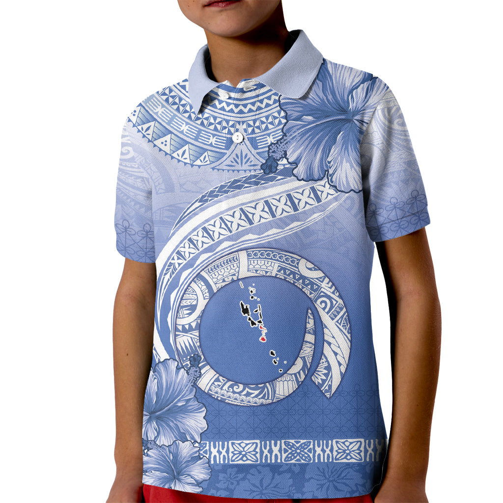 Shefa Vanuatu Kid Polo Shirt Hibiscus Sand Drawing with Pacific Pattern