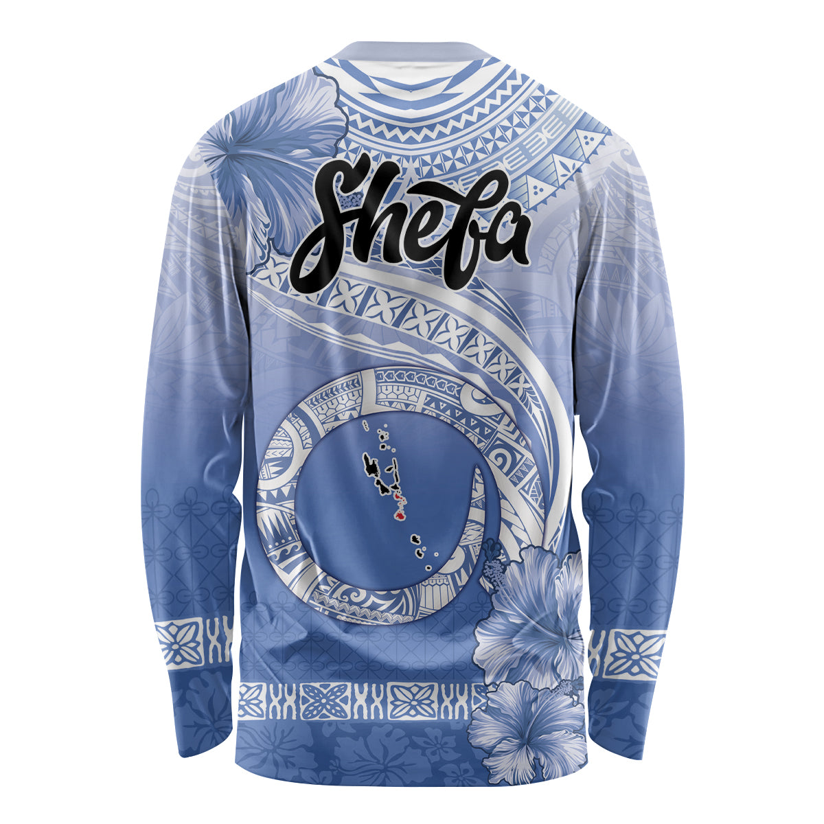 Shefa Vanuatu Long Sleeve Shirt Hibiscus Sand Drawing with Pacific Pattern