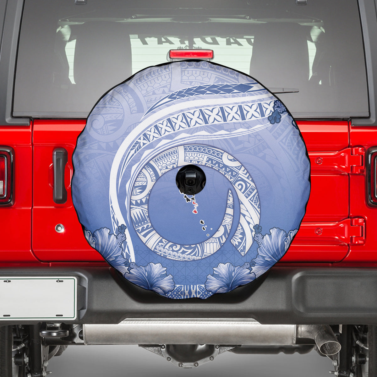 Shefa Vanuatu Spare Tire Cover Hibiscus Sand Drawing with Pacific Pattern LT9 - Polynesian Pride