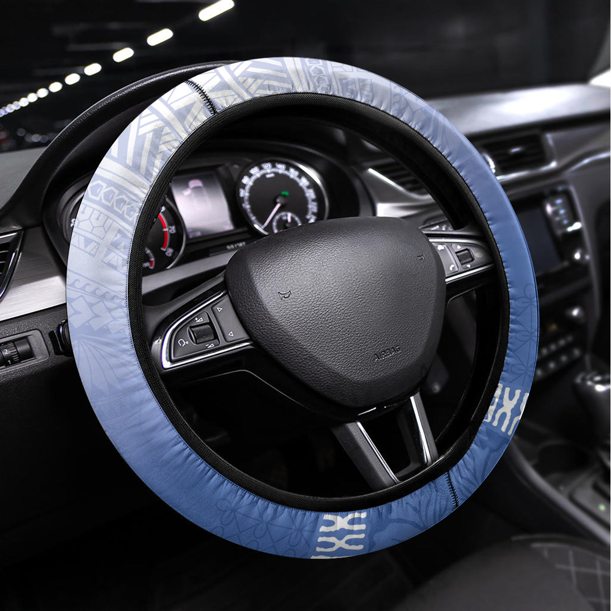 Shefa Vanuatu Steering Wheel Cover Hibiscus Sand Drawing with Pacific Pattern