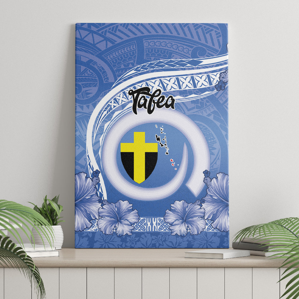 Tafea Vanuatu Canvas Wall Art Hibiscus Sand Drawing with Pacific Pattern