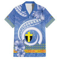 Tafea Vanuatu Family Matching Off Shoulder Short Dress and Hawaiian Shirt Hibiscus Sand Drawing with Pacific Pattern LT9 Dad's Shirt - Short Sleeve Blue Art - Polynesian Pride