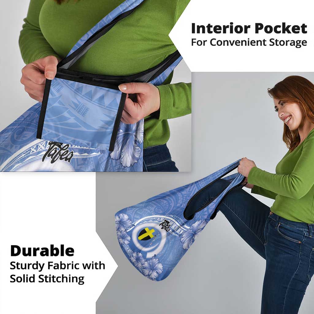 Tafea Vanuatu Grocery Bag Hibiscus Sand Drawing with Pacific Pattern