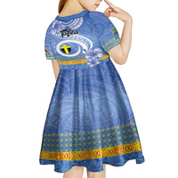 Tafea Vanuatu Kid Short Sleeve Dress Hibiscus Sand Drawing with Pacific Pattern LT9 - Polynesian Pride