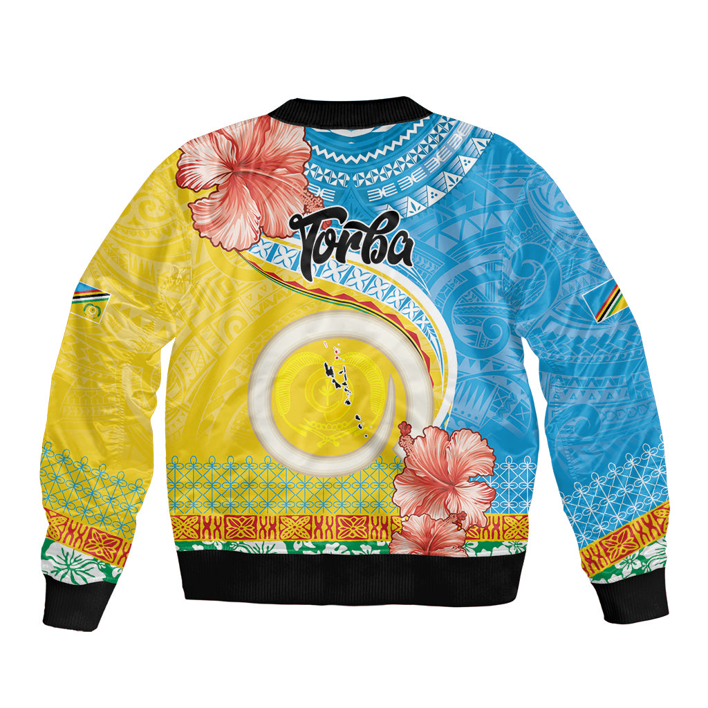 Torba Vanuatu Bomber Jacket Hibiscus Sand Drawing with Pacific Pattern
