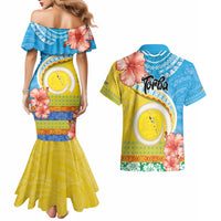 Torba Vanuatu Couples Matching Mermaid Dress and Hawaiian Shirt Hibiscus Sand Drawing with Pacific Pattern