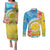 Torba Vanuatu Couples Matching Puletasi and Long Sleeve Button Shirt Hibiscus Sand Drawing with Pacific Pattern