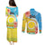 Torba Vanuatu Couples Matching Puletasi and Long Sleeve Button Shirt Hibiscus Sand Drawing with Pacific Pattern