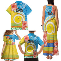 Torba Vanuatu Family Matching Tank Maxi Dress and Hawaiian Shirt Hibiscus Sand Drawing with Pacific Pattern LT9 - Polynesian Pride