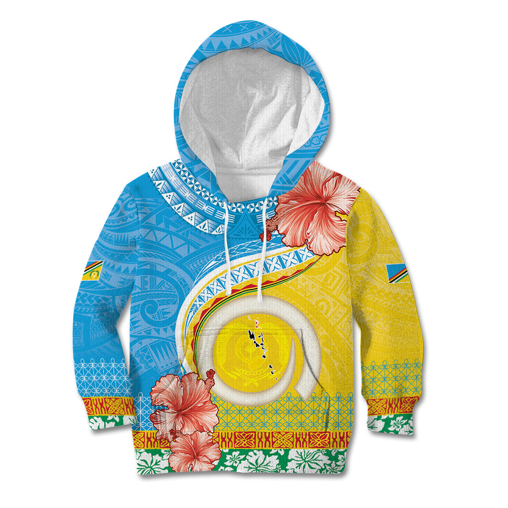 Torba Vanuatu Kid Hoodie Hibiscus Sand Drawing with Pacific Pattern LT9 Hoodie Green Gold - Polynesian Pride