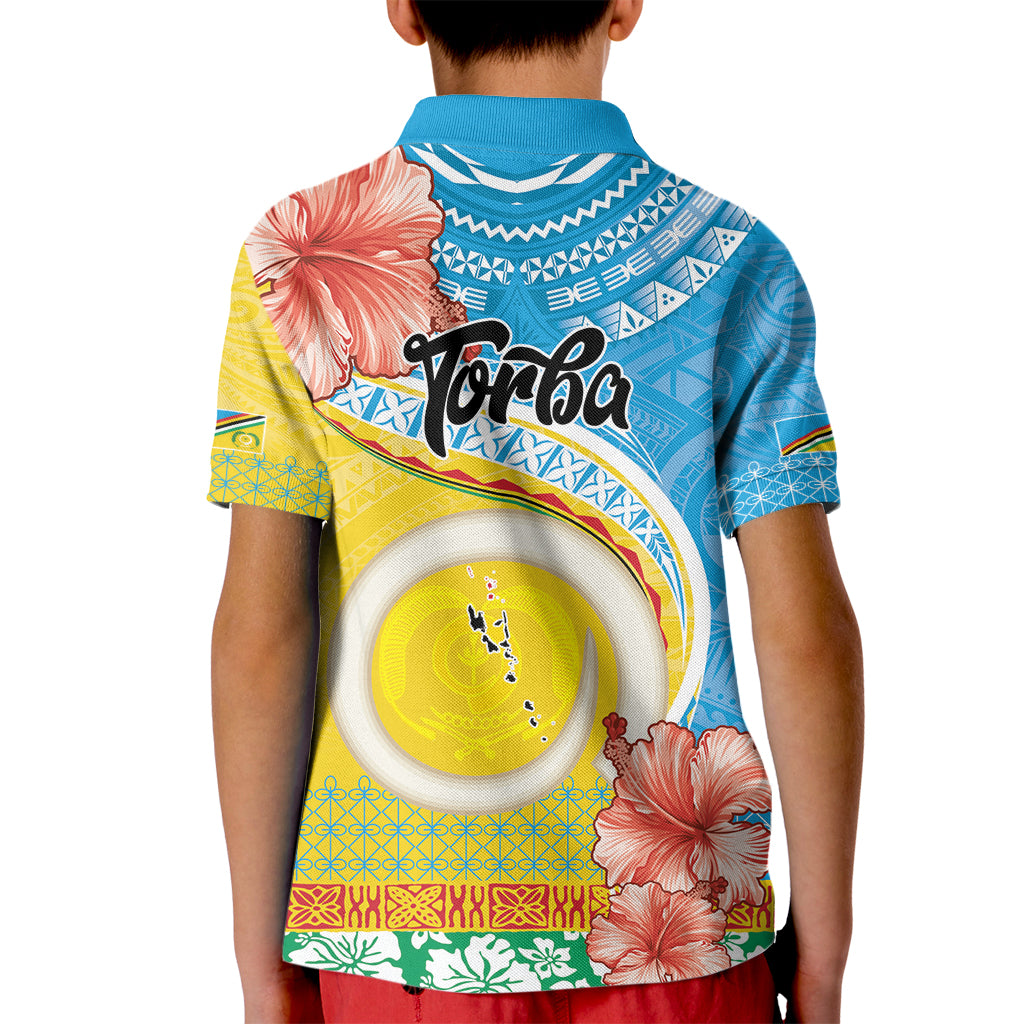 Torba Vanuatu Kid Polo Shirt Hibiscus Sand Drawing with Pacific Pattern