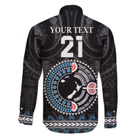 Custom Fiji and New Zealand Family Matching Off The Shoulder Long Sleeve Dress and Hawaiian Shirt Maori Fern Mix Tapa Tribal Unique