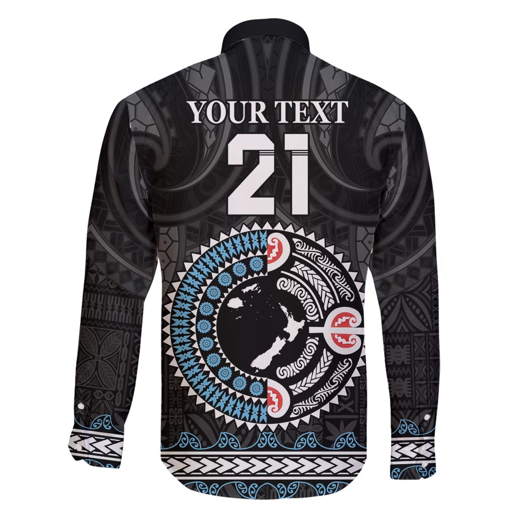 Custom Fiji and New Zealand Family Matching Off Shoulder Maxi Dress and Hawaiian Shirt Maori Fern Mix Tapa Tribal Unique