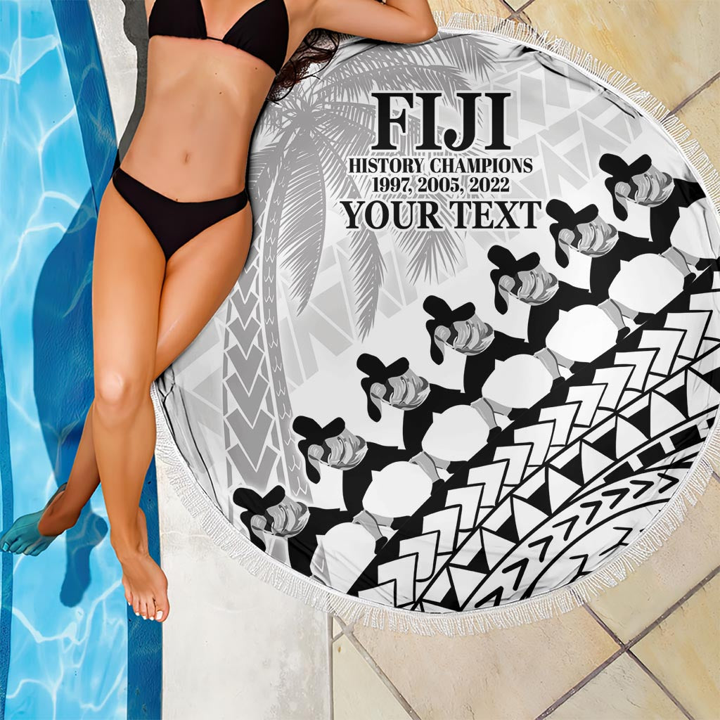 Custom Fiji Rugby Cibi Dance Beach Blanket Create History World Cup Sevens