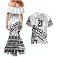 Custom Fiji Rugby Cibi Dance Couples Matching Mermaid Dress and Hawaiian Shirt Create History World Cup Sevens