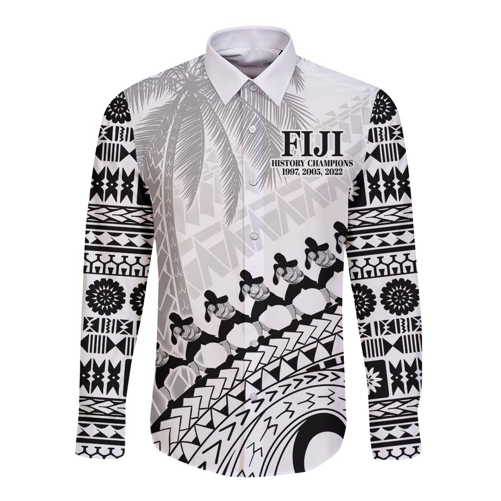 Custom Fiji Rugby Cibi Dance Long Sleeve Button Shirt Create History World Cup Sevens