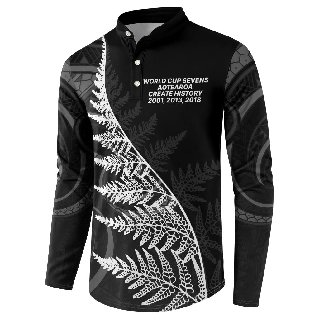 New Zealand Black Fern 7s Button Sweatshirt History World Cup Sevens