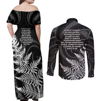 New Zealand Black Fern 7s Couples Matching Off Shoulder Maxi Dress and Long Sleeve Button Shirt History World Cup Sevens