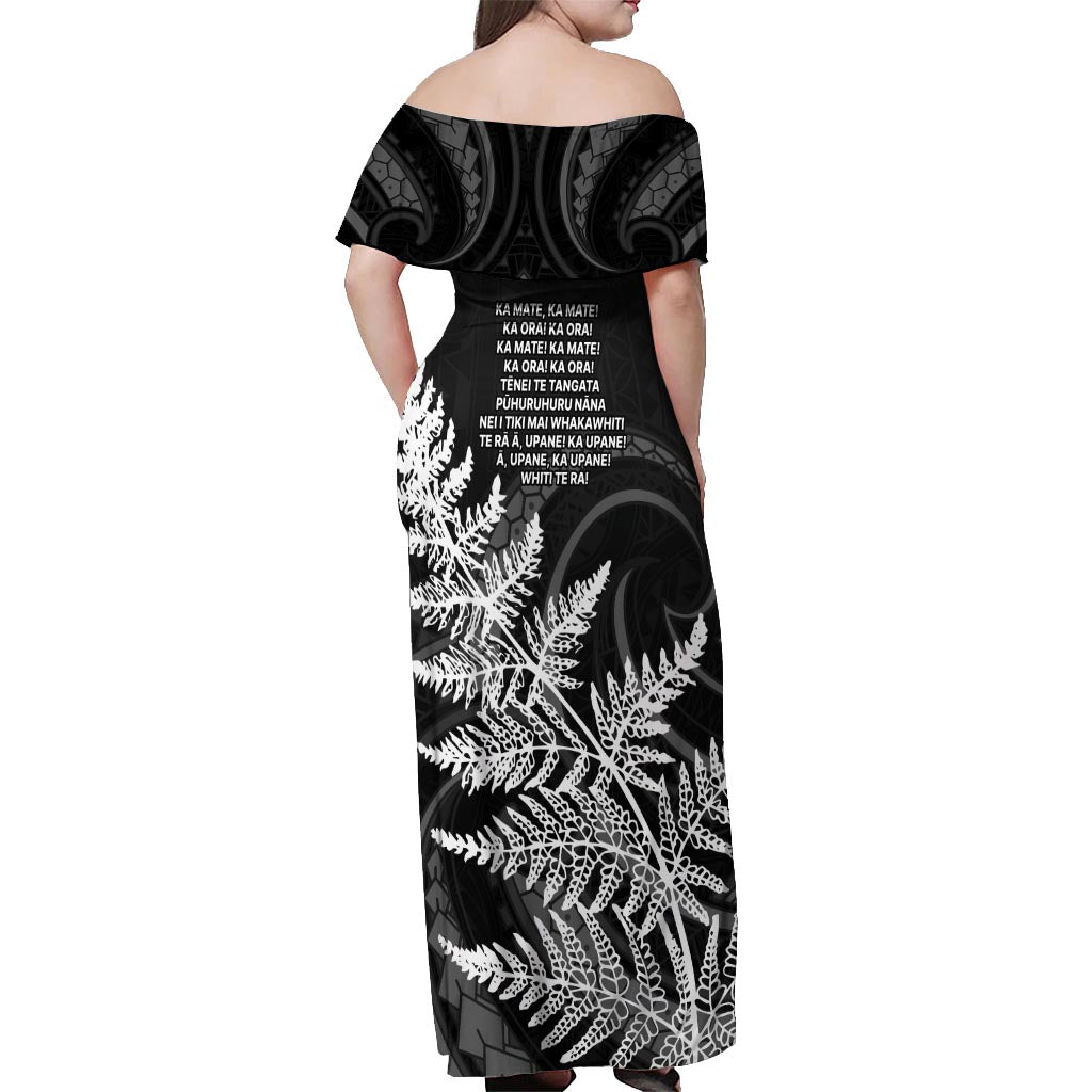 New Zealand Black Fern 7s Off Shoulder Maxi Dress History World Cup Sevens LT9 - Polynesian Pride