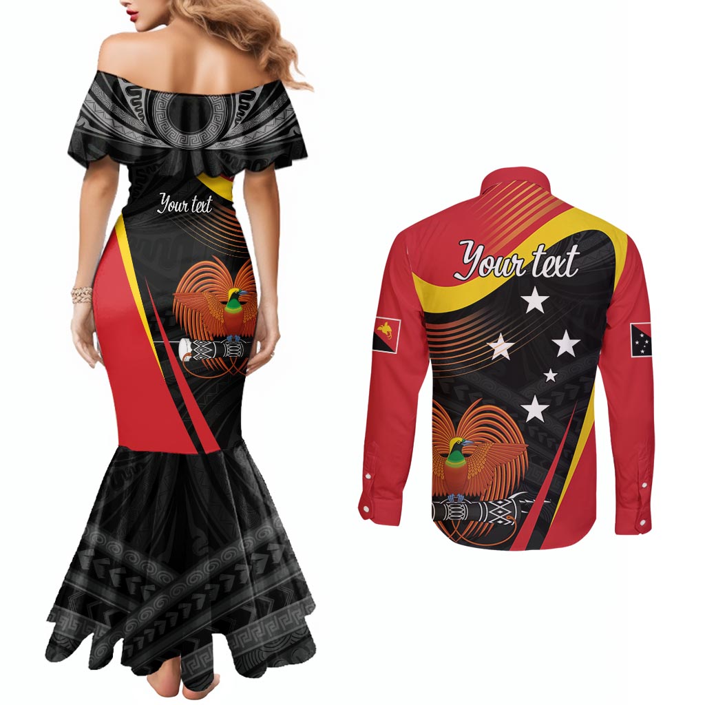 Personalised Papua Niugini Tok Pisin Wik Couples Matching Mermaid Dress and Long Sleeve Button Shirt