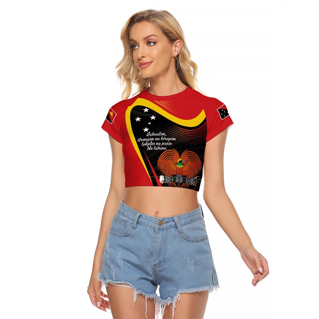 Personalised Papua Niugini Tok Pisin Wik Raglan Cropped T Shirt