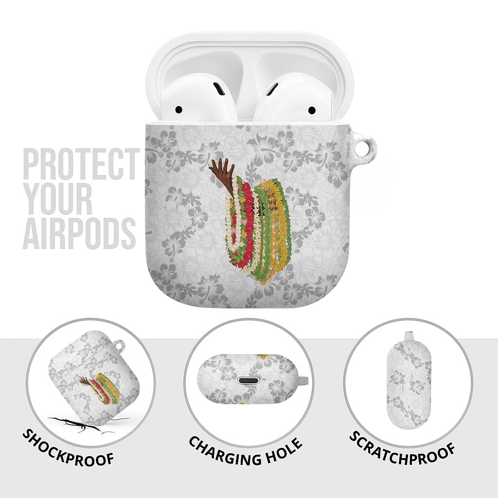 Hawaii Lei Kamehameha AirPods Case Ke'oke'o Seamless Pattern Hibiscus Flower LT9 - Polynesian Pride