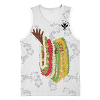 Hawaii Lei Kamehameha Basketball Jersey Ke'oke'o Seamless Pattern Hibiscus Flower LT9 Unisex White - Polynesian Pride