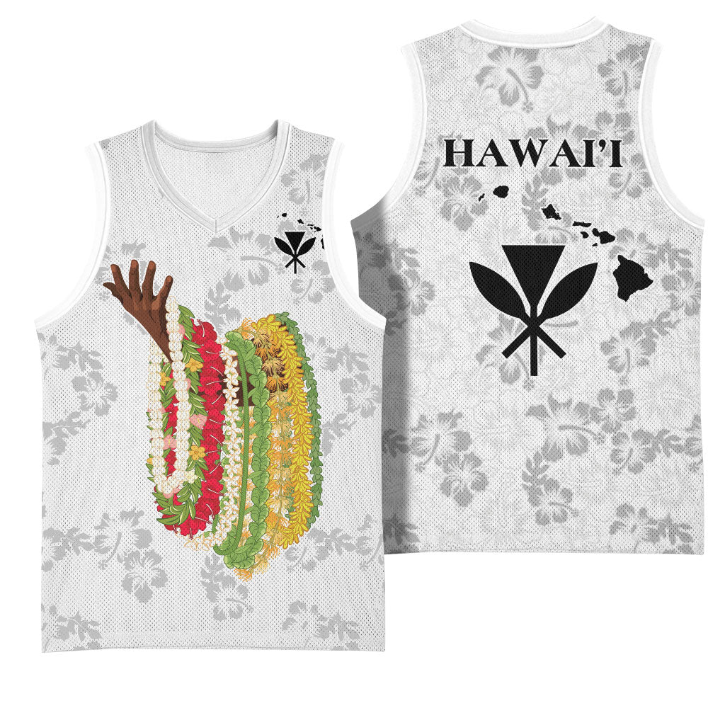 Hawaii Lei Kamehameha Basketball Jersey Ke'oke'o Seamless Pattern Hibiscus Flower LT9 - Polynesian Pride