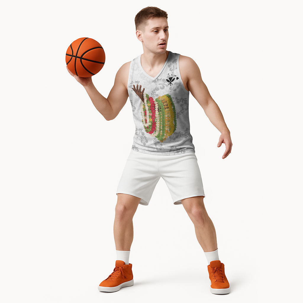 Hawaii Lei Kamehameha Basketball Jersey Ke'oke'o Seamless Pattern Hibiscus Flower LT9 - Polynesian Pride