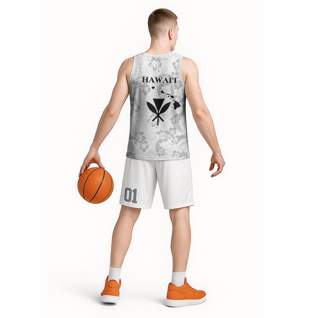 Hawaii Lei Kamehameha Basketball Jersey Ke'oke'o Seamless Pattern Hibiscus Flower LT9 - Polynesian Pride