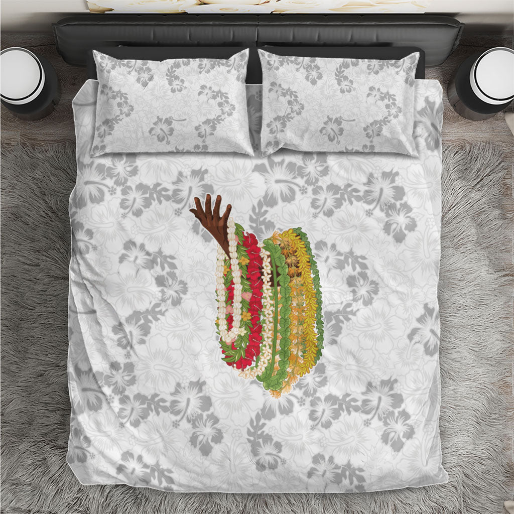 Hawaii Lei Kamehameha Bedding Set Ke'oke'o Seamless Pattern Hibiscus Flower