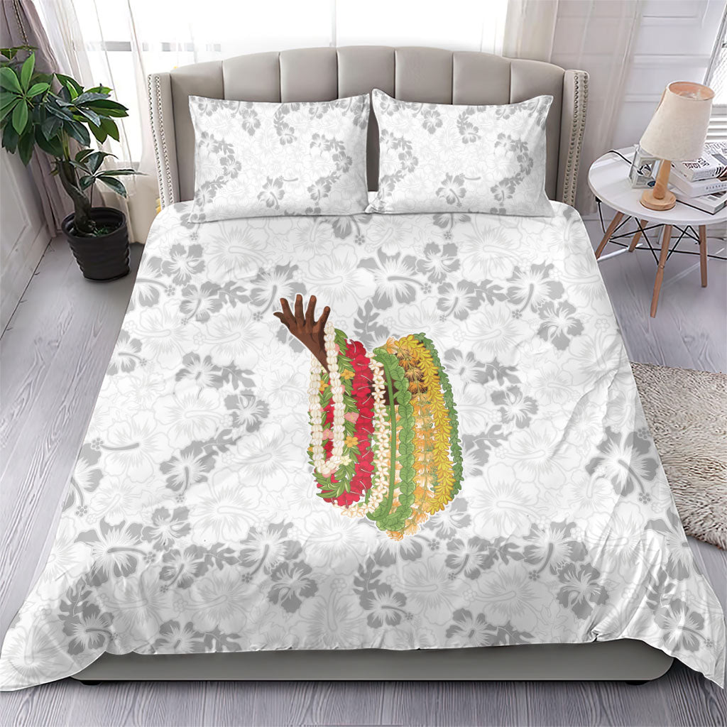 Hawaii Lei Kamehameha Bedding Set Ke'oke'o Seamless Pattern Hibiscus Flower