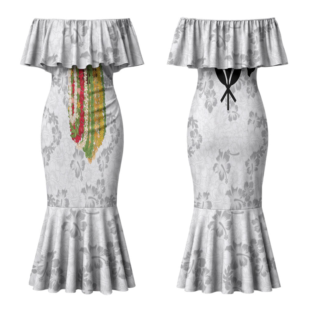 Hawaii Lei Kamehameha Couples Matching Mermaid Dress and Long Sleeve Button Shirt Ke'oke'o Seamless Pattern Hibiscus Flower LT9 - Polynesian Pride